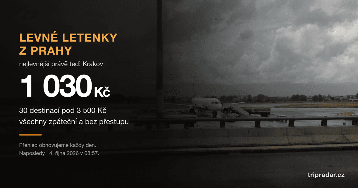 Přehled nejlevnějších letenek z Prahy, aktualizováno 14. 10. 2026