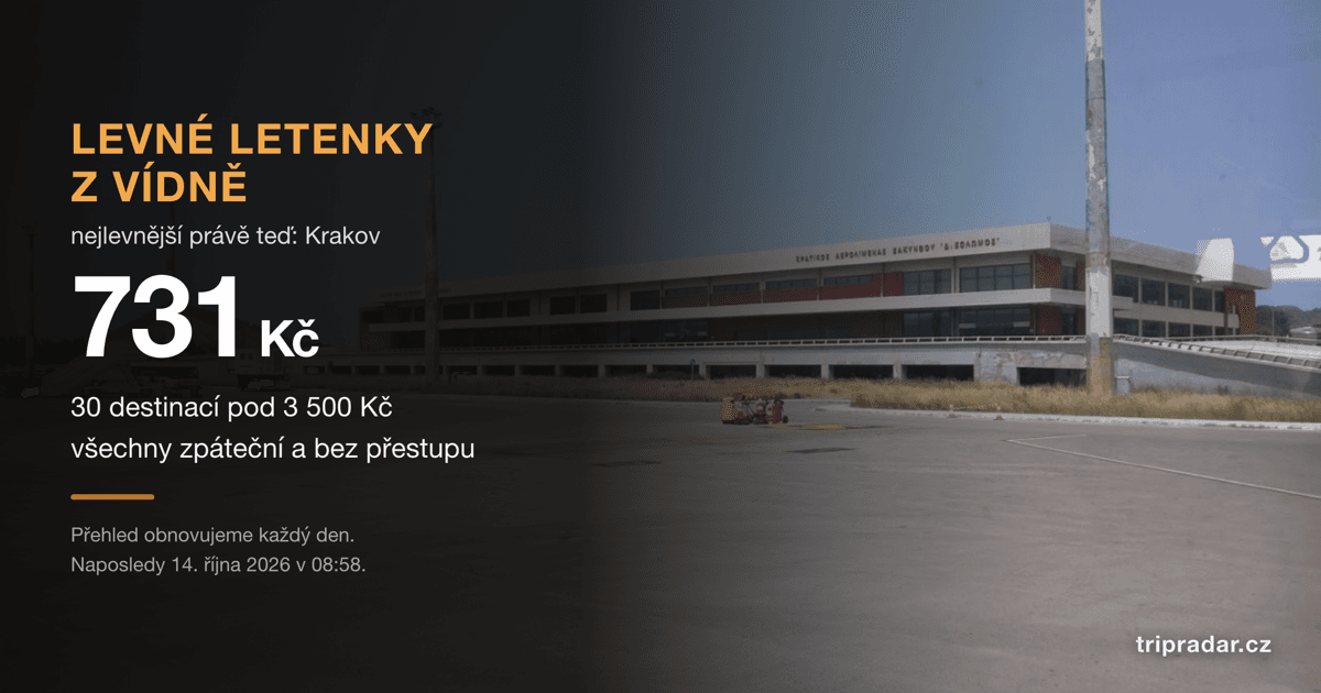 Přehled nejlevnějších letenek z Vídně, aktualizováno 14. 10. 2026